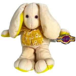 Kuddle Me Toys Velboa Bunny Rabbit Plush with Ribbon 14 Inch 1999 Stuffed Animal